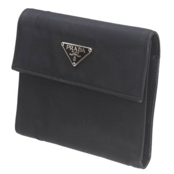 Prada Nylon Black Saffiano Wallet Tri - Picture 1 of 1
